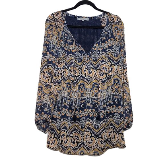 Daniel Rainn Women's‎ Lined Flowy Paisley Long Sleeve Elastic Cuff Blouse - 2X - Picture 1 of 10